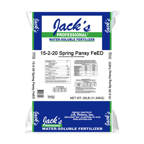 Jack's Professional 15-2-20 Spring Pansy FeED Water Soluble Fertilizer, 25 lbs.
